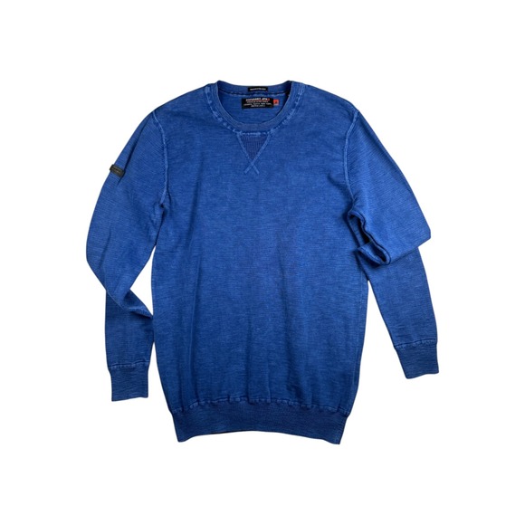 Superdry Other - Superdry JPN Mens Premium Dyed Crew Sweater Blue Textured Knit Pullover Size M